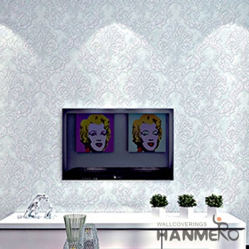 菡美洛欧式风格3D立体浮雕大马士革花纹无纺布墙纸电视沙发背景墙纸
