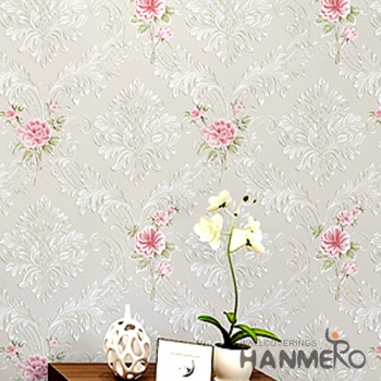 菡美洛欧式田园风格无纺布卧室墙纸温馨浪漫3D立体花卉客厅背景墙壁纸