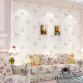 菡美洛紫色背景墙温馨环保电视pvc小碎壁纸花墙纸客厅温馨客厅卧室满铺