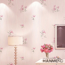 菡美洛3D温馨粉色紫色田园小花壁纸卧室婚房床头美容院工作室养生馆墙纸