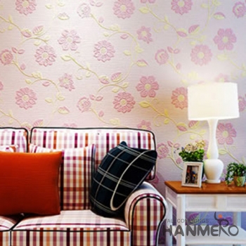 菡美洛田园浪漫温馨粉色素色条纹卧室客厅女孩儿童房宿舍新婚房墙壁纸
