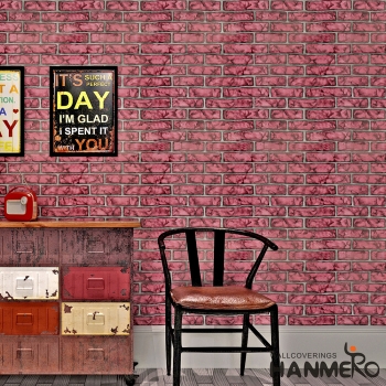 菡美洛中式复古加厚仿真砖纹红砖青砖PVC墙纸自粘卧室客厅墙贴防水壁纸