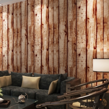 菡美洛中式仿木纹中式墙纸客厅卧室背景墙PVC发泡壁纸