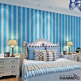 菡美洛现代简约地中海壁纸无纺布客厅卧室蓝色竖条纹壁纸蓝白色壁纸