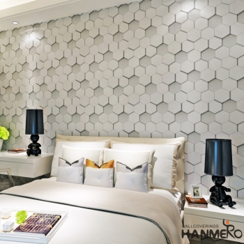 菡美洛几何3D立方体菱形个性图案视觉墙纸简约现代时尚背景墙壁纸