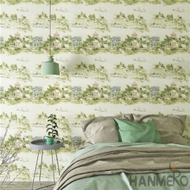 欧式现代风格PVC浅压纹绿色墙纸