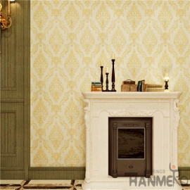 欧式现代风格PVC浅压纹黄色墙纸