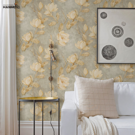 【Hanmero】欧式田园花纹纯纸墙纸温馨客厅卧室沙发背景墙壁纸