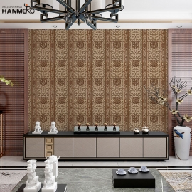 【Hanmero】中式木雕窗花窗格纹PVC壁纸客厅卧室电视背景墙墙纸