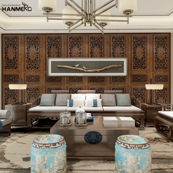 【Hanmero】PVC花窗格纹壁纸中式古典卧室客厅过道背景满铺墙纸