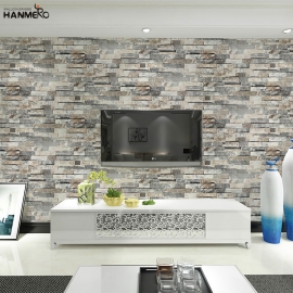 【Hanmero】中式现代砖纹墙纸卧室PVC墙纸客厅背景墙壁纸