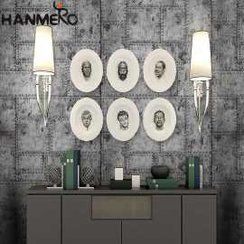 【Hanmero】复古铆钉素色灰色墙纸工业风背景客厅餐厅壁纸