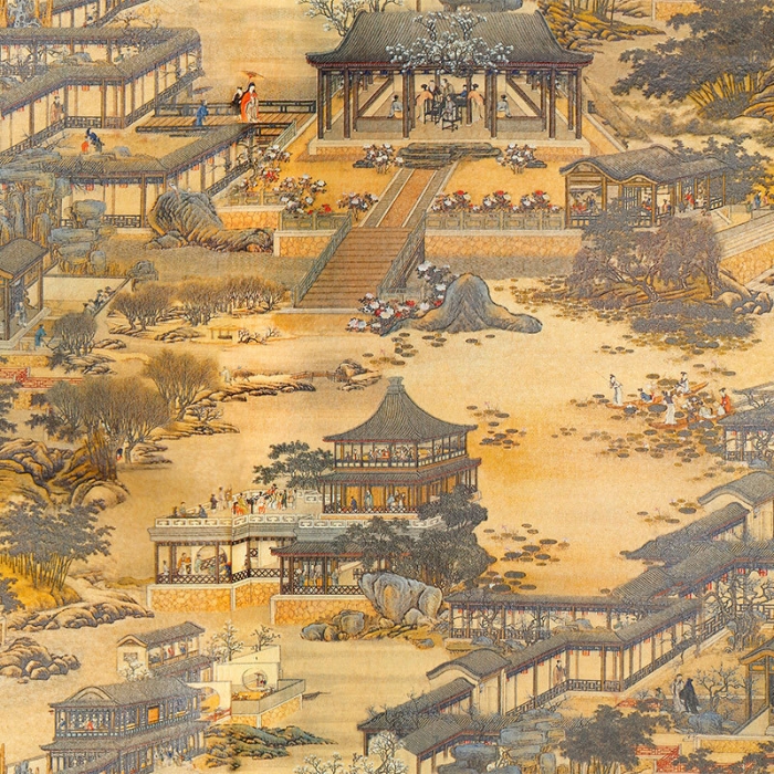 【hanmero】明清古画壁纸中式酒店包间书房pvc墙纸玄关背景墙壁纸